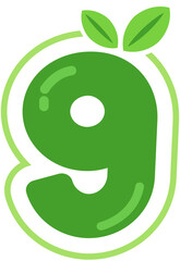 Green Leaf Decorated Number 9
