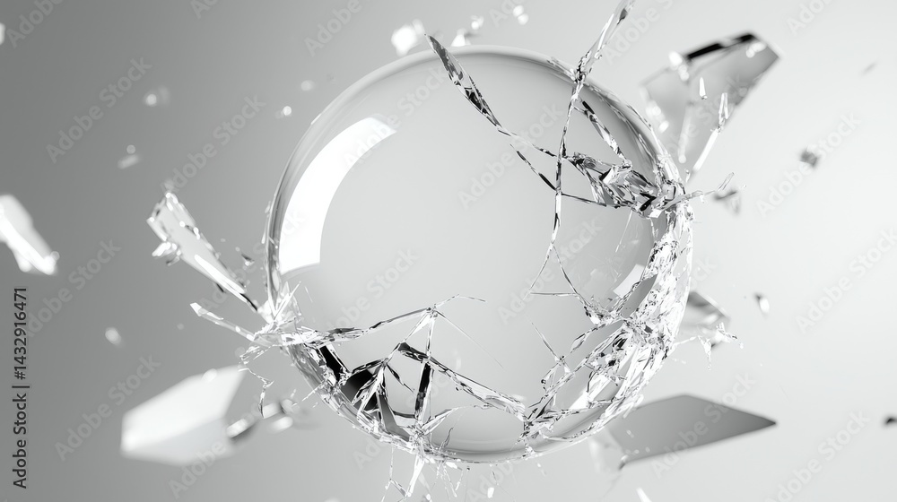 Poster a shattered glass sphere creating an abstract, mesmerizing visual effect.