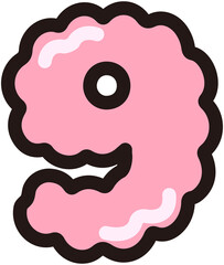 Cute Pink Cloud Bubble Number 9
