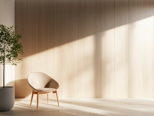 Fototapeta premium Minimalist interior with sunlight and chair