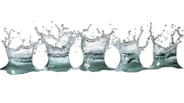 Dynamic splash shapes of clean water, isolated on white background