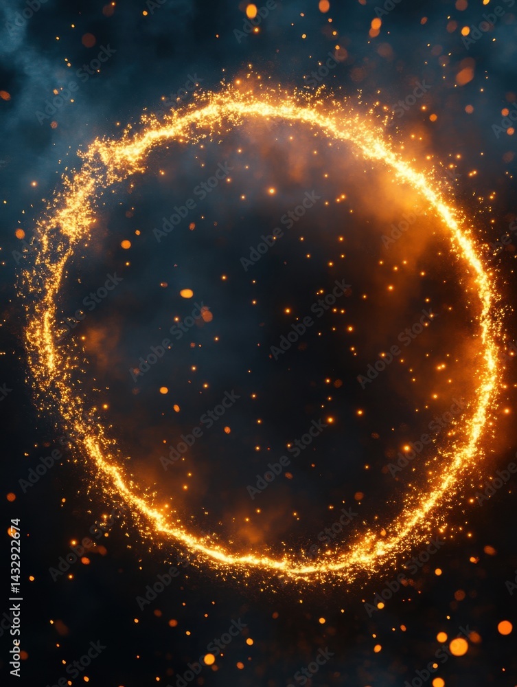 Canvas Prints luminous circle of sparks in a dark space creating a magical atmosphere, perfect for fantasy themes,