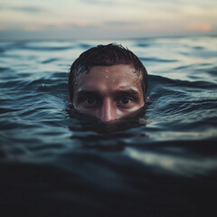portrait of a man in sea 