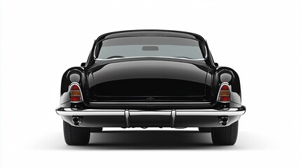 Sleek Black Car Back View on White Background for Automotive Design Projects