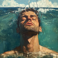 portrait of a man in sea 