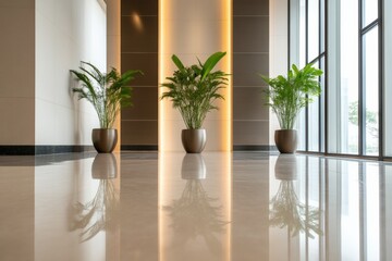 Indoor plants in office lobby
