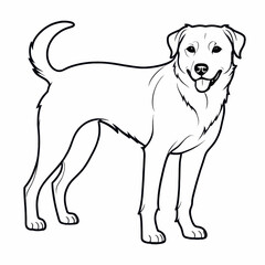 Happy Labrador Retriever Dog Line Art Drawing for Print or Web Use