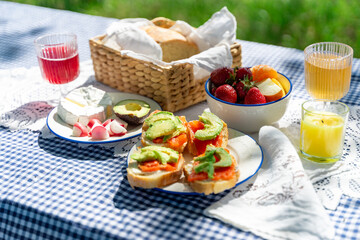 beautiful picnic set with nice food