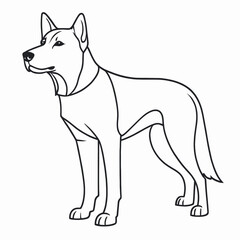 German Shepherd Dog Line Art Drawing Canine Breed Illustration Pet Animal Design