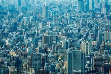 Tokyo Skyline From Above, Revealing Architectural Depth and Scale, Explore the sense of scale and depth in Tokyo's skyline, capturing the layers of buildings stretching into the distance
