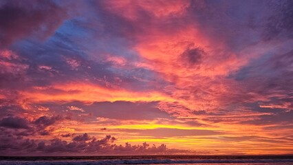 Fiery Beach Sunset Reflection
