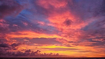 Fiery Beach Sunset Reflection