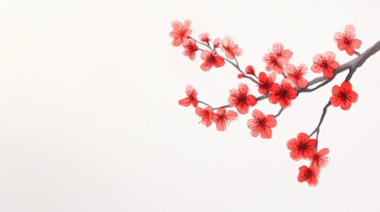 Watercolor painting of red blossoms
