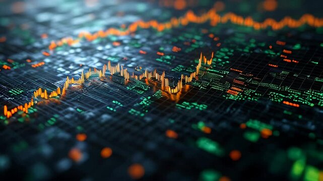 This video showcases the real-time movements of financial markets, highlighting rising trends and fluctuations in stock values. Insights into market behavior are presented.