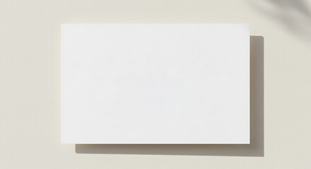 White Card Against Beige Wall with Leaf Shadow