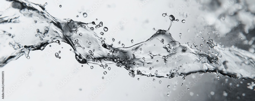 Aufkleber dynamic splash of clear water with droplets enhancing fluid motion in a tranquil setting.