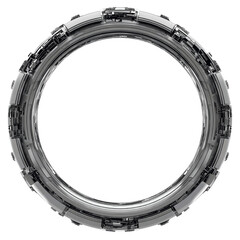 Fototapeta premium Abstract Metallic Ring Frame Futuristic Circular Design Element