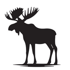 Vector Set of Moose Silhouettes – Wildlife, Forest Animal Icons, and Rustic Nature Elements"