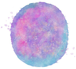 Colorful purple watercolor splash stain circle background for textures