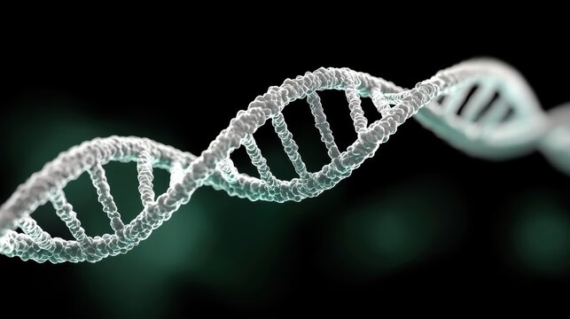 A 3D rendering of a DNA double helix.