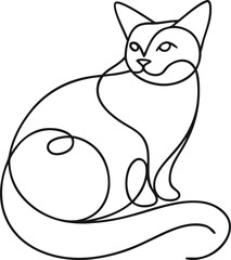 Cute cat line art animal vector 