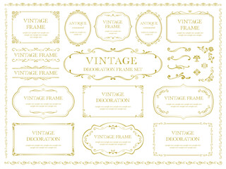 ビンテージフレーム・アンティークフレーム・ビクトリアンオーナメントのセット／ゴールド