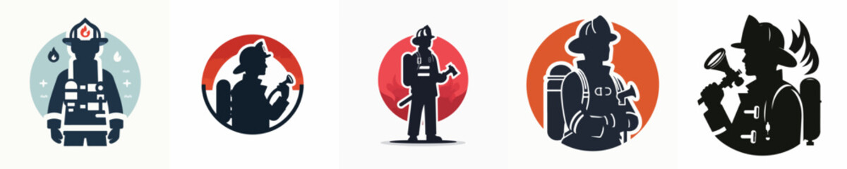 vector of firefighter silhouette.