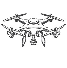 drone camera vector sketch illustration