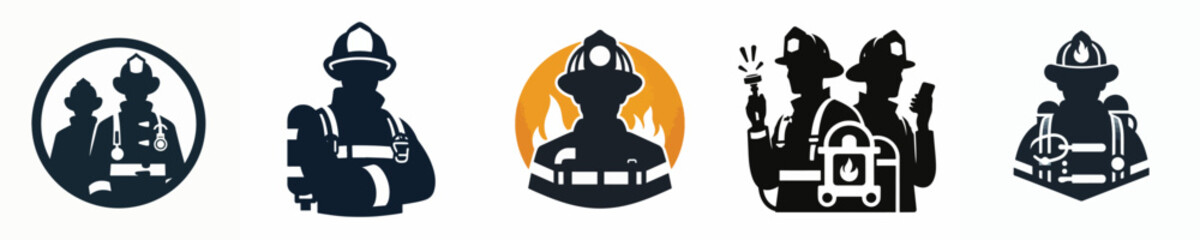 vector of firefighter silhouette.