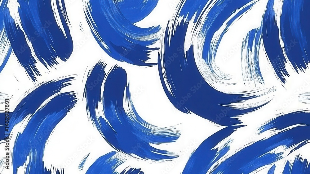 Poster abstract artistic background of blue brush strokes on white canvas creating a dynamic and modern des