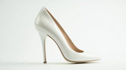 Elegant White High Heel Pump on Clean White Background