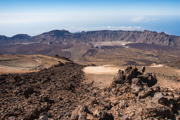 Beautiful mountain landscape in Tenerife with volcanic rock from Pico de Teide.