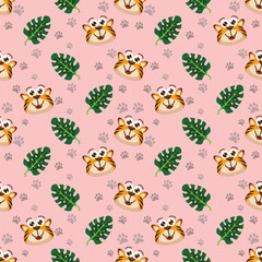 Seamless vector pattern featuring majestic tigers in a dynamic, stylish design. Perfect for fabric prints, wallpapers, packaging, and digital backgrounds. 