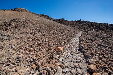 Beautiful mountain landscape in Tenerife with volcanic rock from Pico de Teide.