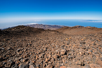 Beautiful mountain landscape in Tenerife with volcanic rock from