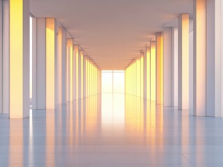 Obraz premium Hallway with bright sunlight shining through columns