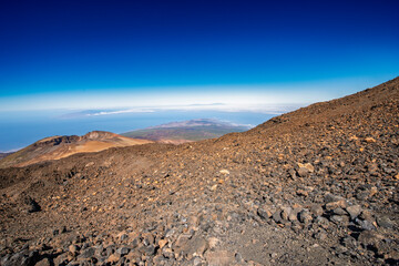 Beautiful mountain landscape in Tenerife with volcanic rock from