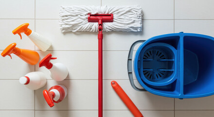 Cleaning Supplies: Mop, Bucket, & Sprays - Home Cleaning Essentials for a Spotless House!