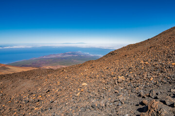 Beautiful mountain landscape in Tenerife with volcanic rock from Pico de Teide.