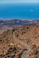 Beautiful mountain landscape in Tenerife with volcanic rock from Pico de Teide.
