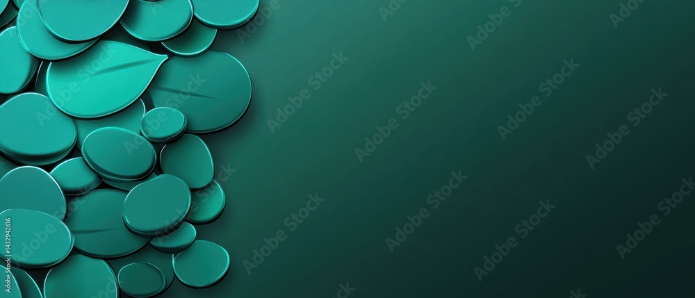 Aufkleber abstract teal background with layered circles and leaf shape, creating a modern and elegant design w
