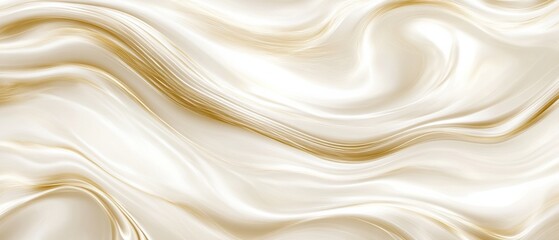 Obraz premium Elegant flowing white and gold abstract background with smooth satin texture, creating a luxurious and sophisticated design element