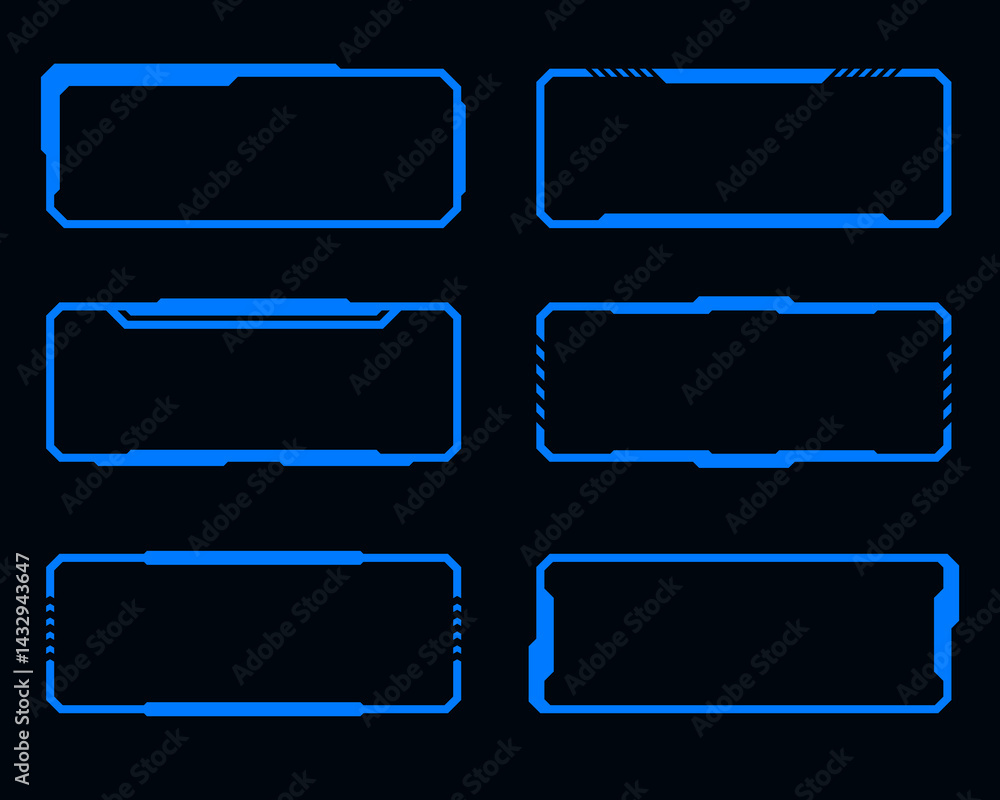 Poster futuristic frame set hud technology cyberpunk design element.