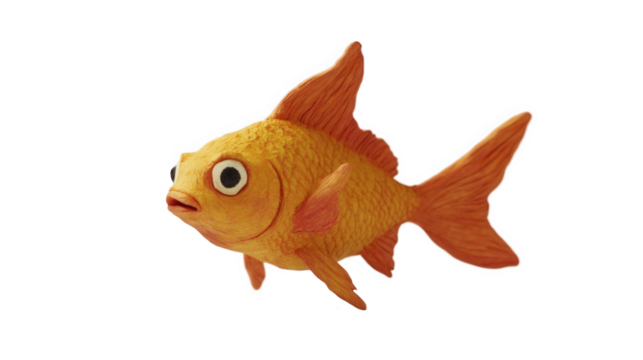 Adorable orange goldfish cartoon character illustration design pet cute on transparent background