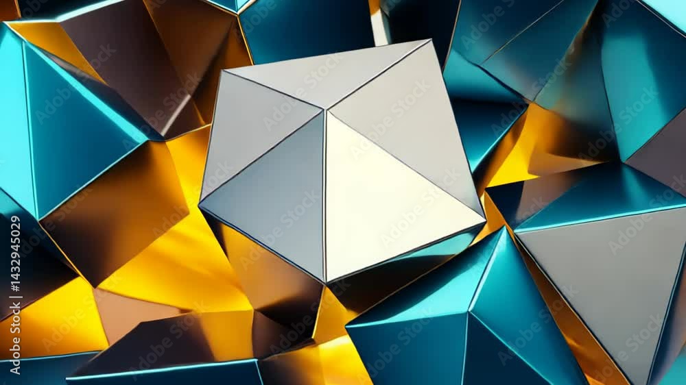 Poster dynamic interplay of geometric shapes creates mesmerizing visual effect in vibrant colors generative