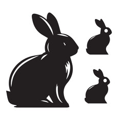 "Vector Set of Bunny Silhouettes – Easter, Spring, and Animal Design Elements"