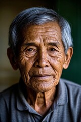 Obraz premium arafed old man with gray hair and a gray shirt