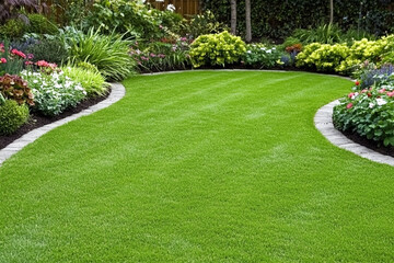 Enhancing garden landscape with vibrant flowers and lush greenery at a residential property