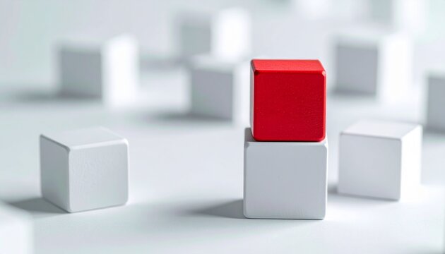  Stack of white cubes with one red cube standing out