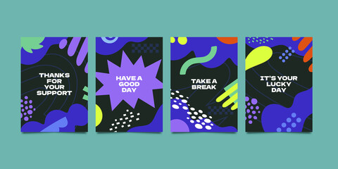 Memphis Style Doodle Vertical Business Card Set